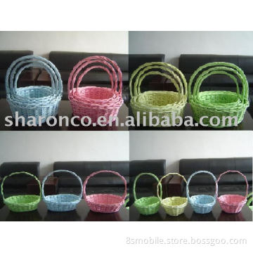 wicker baskets with long handle for packing gifts